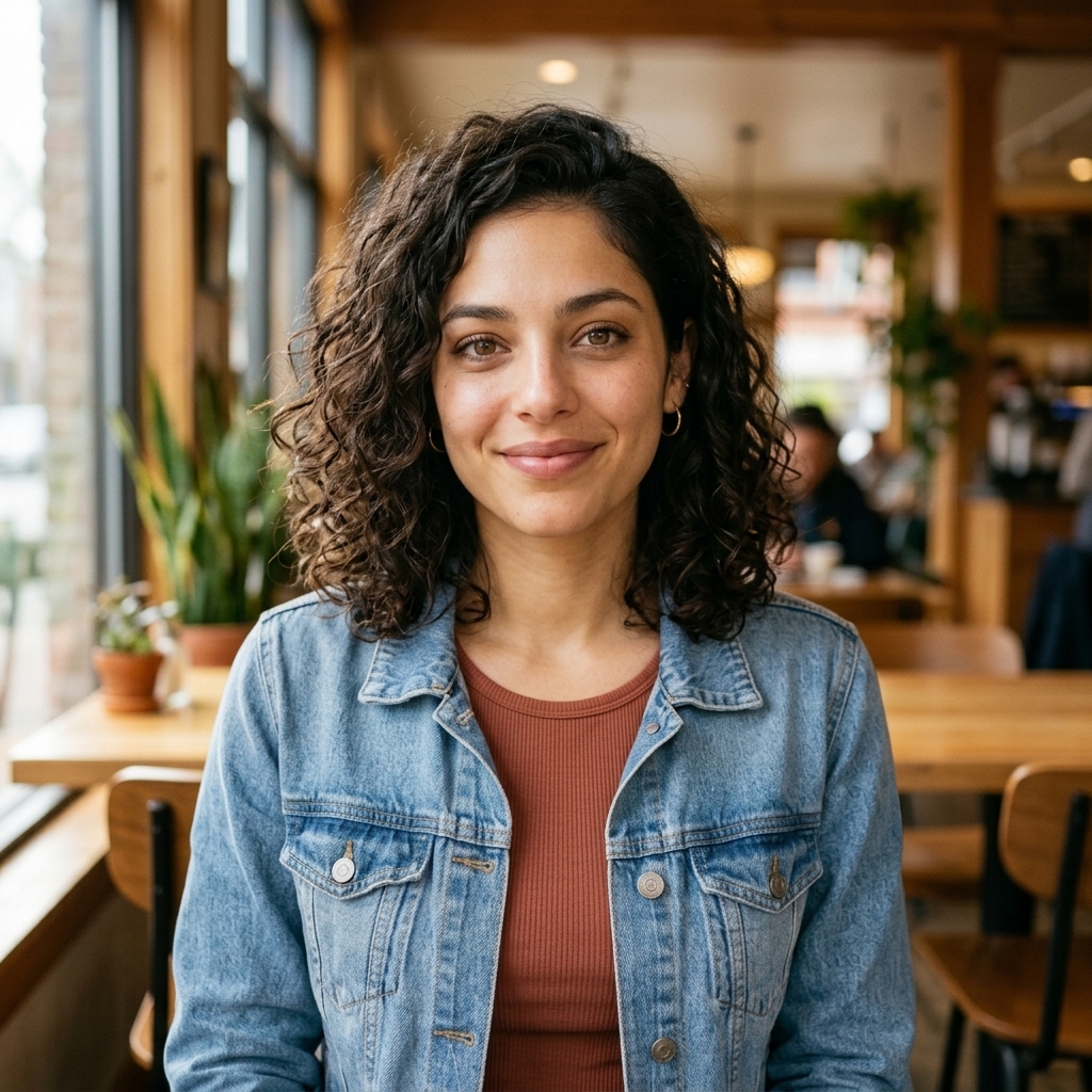 AI-generated portrait of fictional creator Elena Brooks